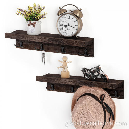 Wall Mounted Outfit Rack Wooden Rustic Coat Rack with Hooks Factory